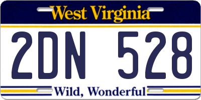 WV license plate 2DN528