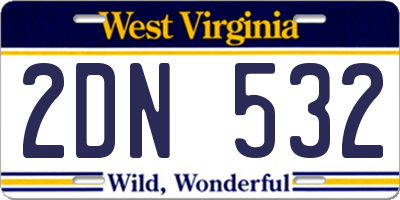 WV license plate 2DN532