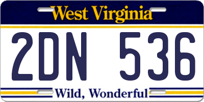 WV license plate 2DN536