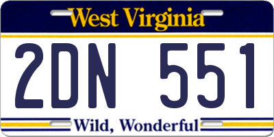 WV license plate 2DN551