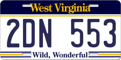 WV license plate 2DN553