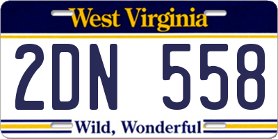 WV license plate 2DN558