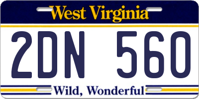 WV license plate 2DN560