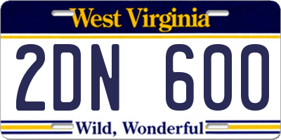 WV license plate 2DN600