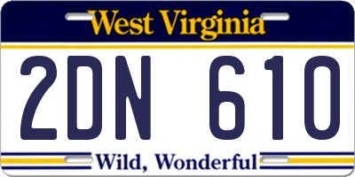 WV license plate 2DN610