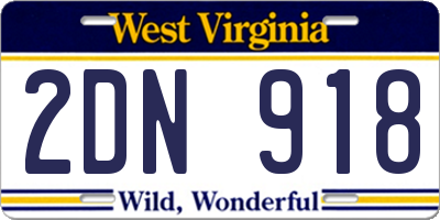 WV license plate 2DN918