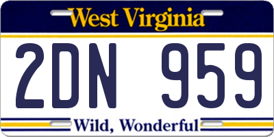 WV license plate 2DN959