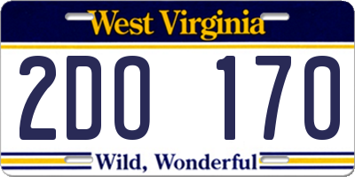 WV license plate 2DO170