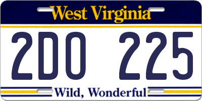WV license plate 2DO225