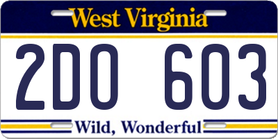 WV license plate 2DO603