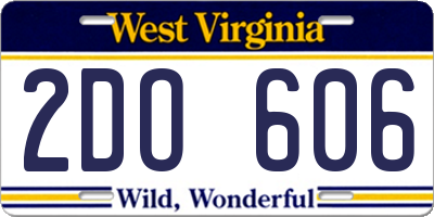 WV license plate 2DO606