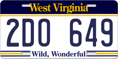 WV license plate 2DO649