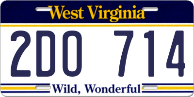 WV license plate 2DO714