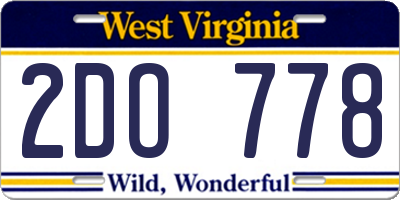 WV license plate 2DO778
