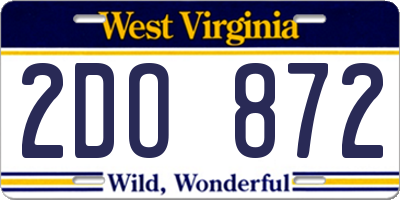 WV license plate 2DO872