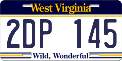 WV license plate 2DP145