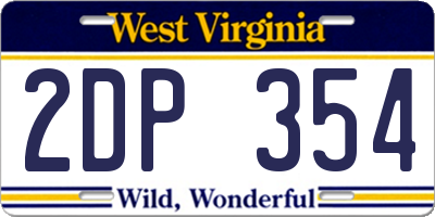 WV license plate 2DP354