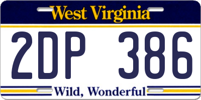 WV license plate 2DP386
