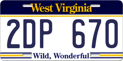 WV license plate 2DP670