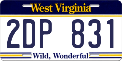 WV license plate 2DP831