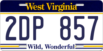 WV license plate 2DP857