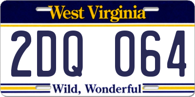 WV license plate 2DQ064