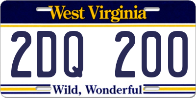 WV license plate 2DQ200