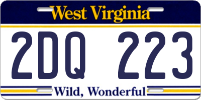 WV license plate 2DQ223