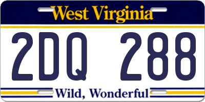 WV license plate 2DQ288