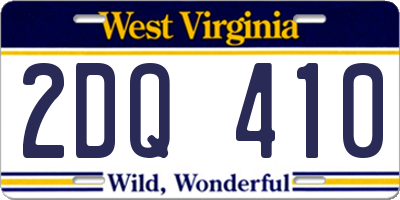 WV license plate 2DQ410