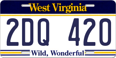 WV license plate 2DQ420