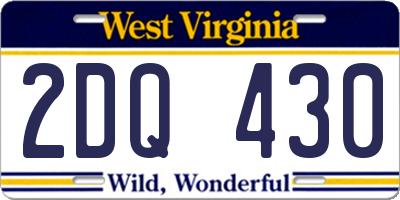 WV license plate 2DQ430