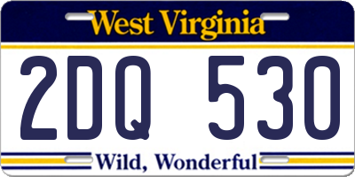 WV license plate 2DQ530
