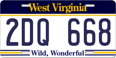 WV license plate 2DQ668