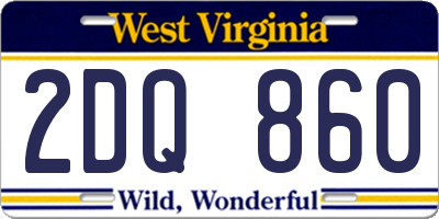 WV license plate 2DQ860