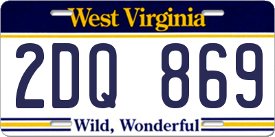 WV license plate 2DQ869