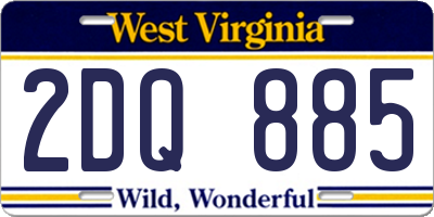 WV license plate 2DQ885