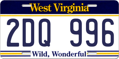 WV license plate 2DQ996