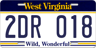 WV license plate 2DR018