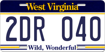 WV license plate 2DR040