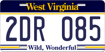 WV license plate 2DR085
