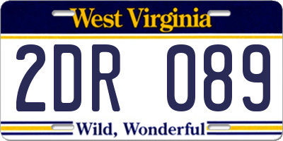 WV license plate 2DR089