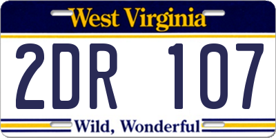 WV license plate 2DR107