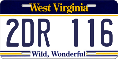 WV license plate 2DR116
