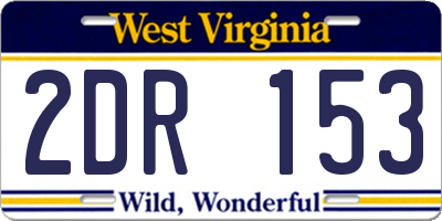 WV license plate 2DR153