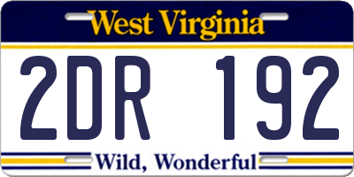 WV license plate 2DR192