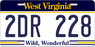 WV license plate 2DR228