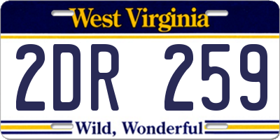 WV license plate 2DR259