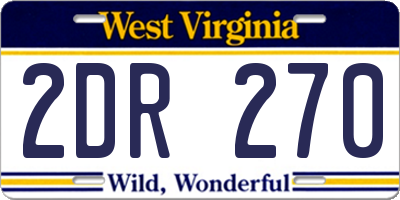 WV license plate 2DR270