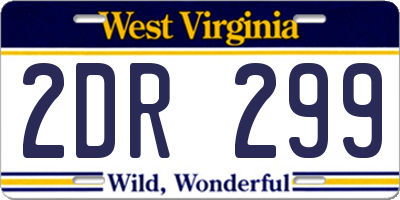 WV license plate 2DR299